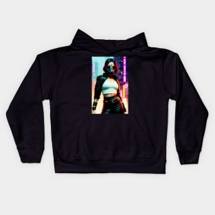 Abstract Cyberpunk Girl Kids Hoodie